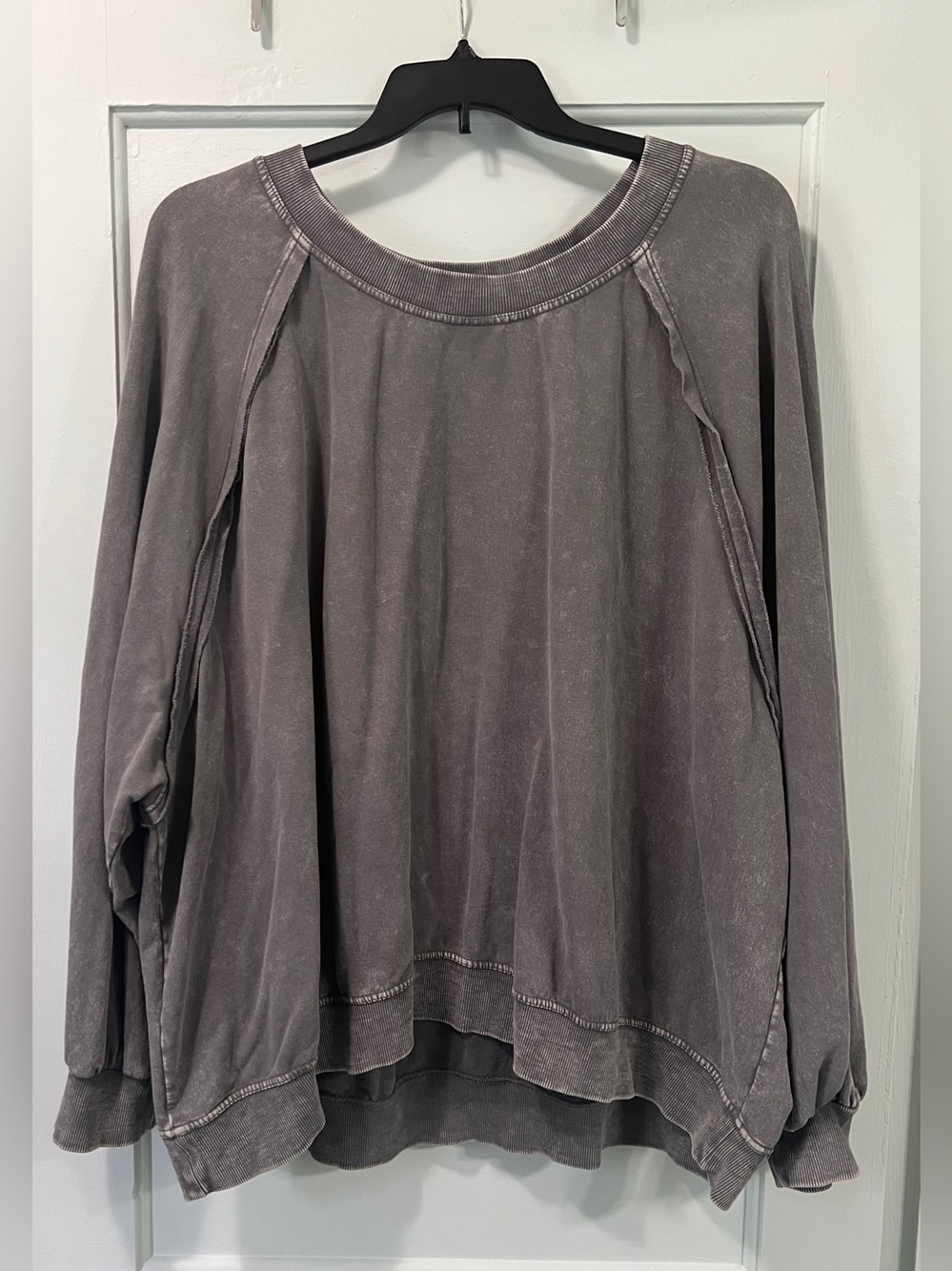 torrid Washed Charcoal Raglan Pullover Sweatshirt